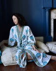 Aqua Shell naisten kimono aamutakki Puuvillavaatteet Powell Craft