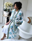 Aqua Shell naisten kimono aamutakki Puuvillavaatteet Powell Craft