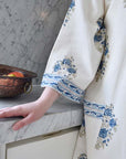 Blue & White Floral naisten vohveli-kylpytakki Puuvillavaatteet Powell Craft