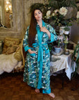 Green Leaf naisten kimono aamutakki Puuvillavaatteet Powell Craft