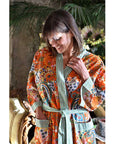 Orange Paisley naisten kimono aamutakki Puuvillavaatteet Powell Craft