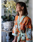 Orange Paisley naisten kimono aamutakki Puuvillavaatteet Powell Craft