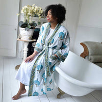 Aqua Shell naisten kimono aamutakki Puuvillavaatteet Powell Craft 