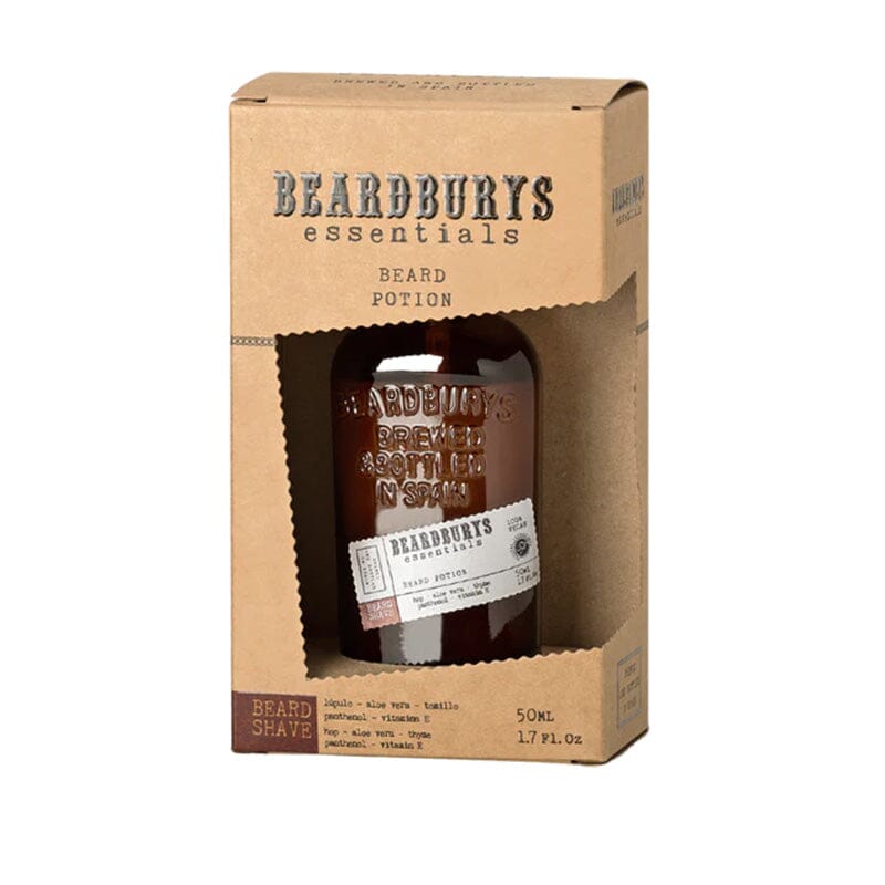 Beardburys Beard Potion 50 ml lasisessa pullossa, pahvisessa pakkauksessa.