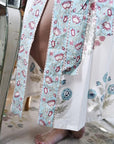 Blue & Pink Floral Block Print naisten kimono aamutakki Puuvillavaatteet Powell Craft 
