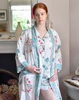 Blue & Pink Floral naisten kimono aamutakki Puuvillavaatteet Powell Craft 