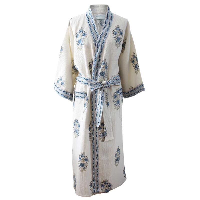 Blue &amp; White Floral naisten vohveli-kylpytakki Puuvillavaatteet Powell Craft 