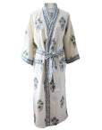 Blue & White Floral naisten vohveli-kylpytakki Puuvillavaatteet Powell Craft 