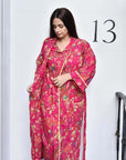 Hot Pink Bird naisten kimono aamutakki Puuvillavaatteet Powell Craft 