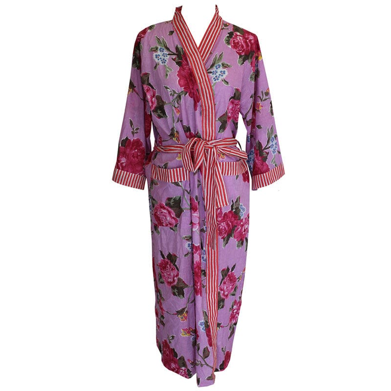 Lilac Rose Floral naisten kimono aamutakki Puuvillavaatteet Powell Craft 