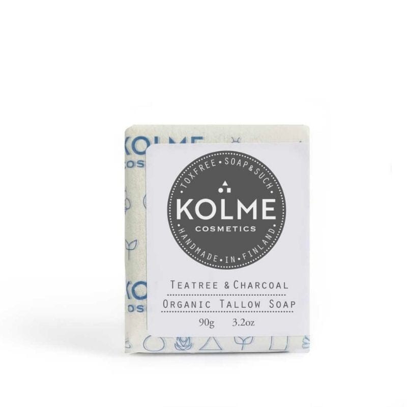 Luomu Talisaippua Teepuuöljy+Aktiivihiili 90g Saippuat Kolmecosmetics 