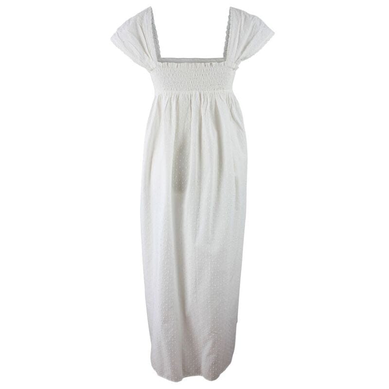 Maud naisten yöpaita brändiltä Powell Craft , kuvattuna takaa. Kuvassa näkee selän joustoelementin.