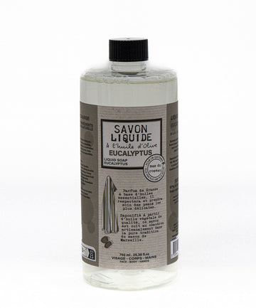 Nestemäinen Marseillesaippua Eucalyptus 750 ml 99% Luomu! Saippuat Mas Du Roseau 