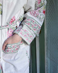 Pink & mint floral naisten kimono aamutakki Puuvillavaatteet Powell Craft 