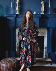 Velvet Burnt Orange Print naisten kimono aamutakki