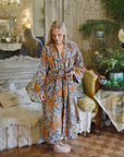 Velvet Grey, Colar & Mustard Floral naisten kimono aamutakki