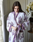 Purple Large Floral Block Print naisten kimono aamutakki Puuvillavaatteet Powell Craft 