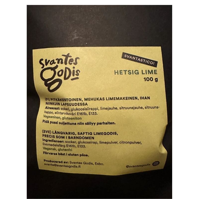 Svantes Godis Hetsig Lime, Napakka Lime 100g Makeiset Svantes Godis 