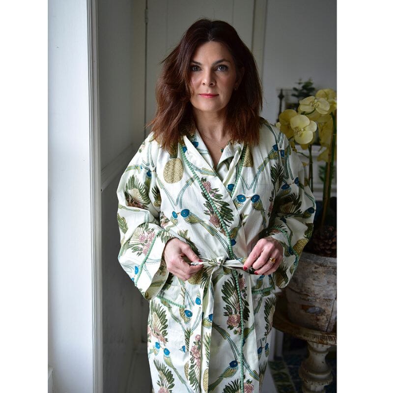 TARKISTA HINTA Bluebird & Pineapple Print kimono aamutakki Puuvillavaatteet Powell Craft 