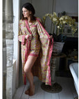 TARKISTA HINTA Yellow & Pink Carnation Print Dressing Gown Puuvillavaatteet Powell Craft 