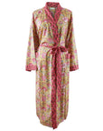 TARKISTA HINTA Yellow & Pink Carnation Print Dressing Gown Puuvillavaatteet Powell Craft 