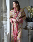 TARKISTA HINTA Yellow & Pink Carnation Print Dressing Gown Puuvillavaatteet Powell Craft 