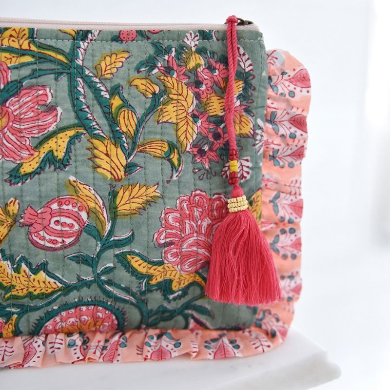 Toilettilaukku - Green, Lemon & Pink Mixed Print Laukut Powell Craft 