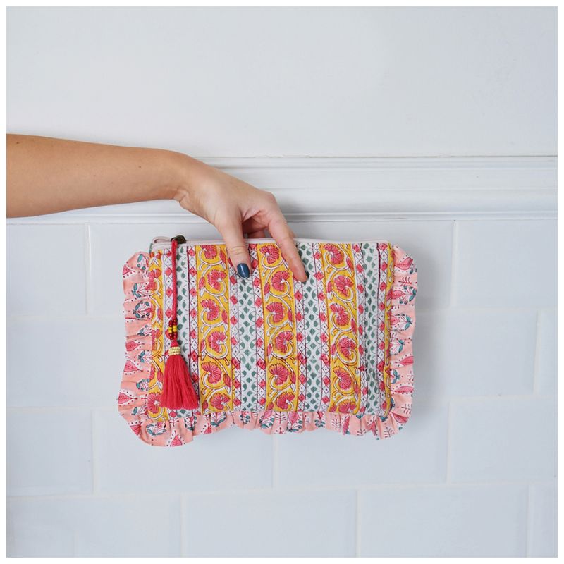 Toilettilaukku - Green, Lemon & Pink Mixed Print Laukut Powell Craft 