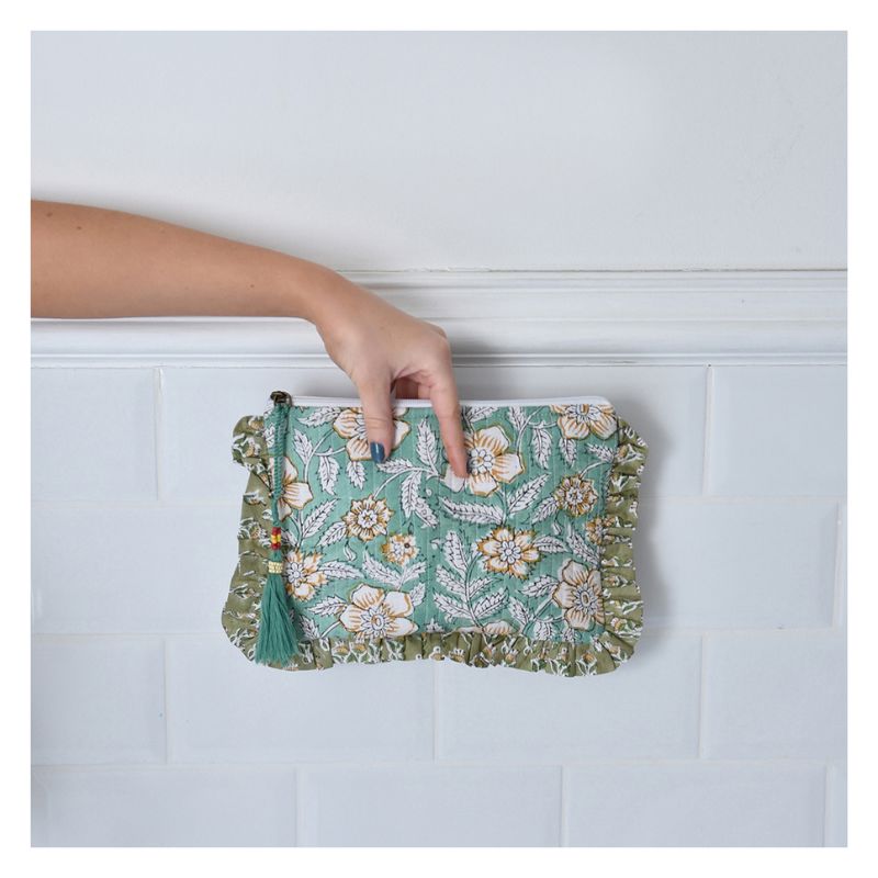 Toilettilaukku - Mint & Mustard Floral & Green Succulent Laukut Powell Craft 