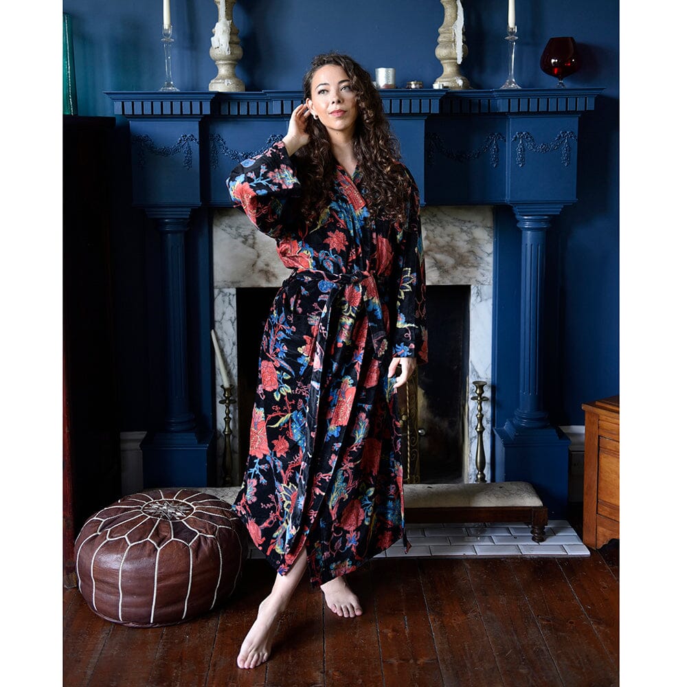 Velvet Burnt Orange Print naisten kimono aamutakki Puuvillavaatteet Powell Craft 