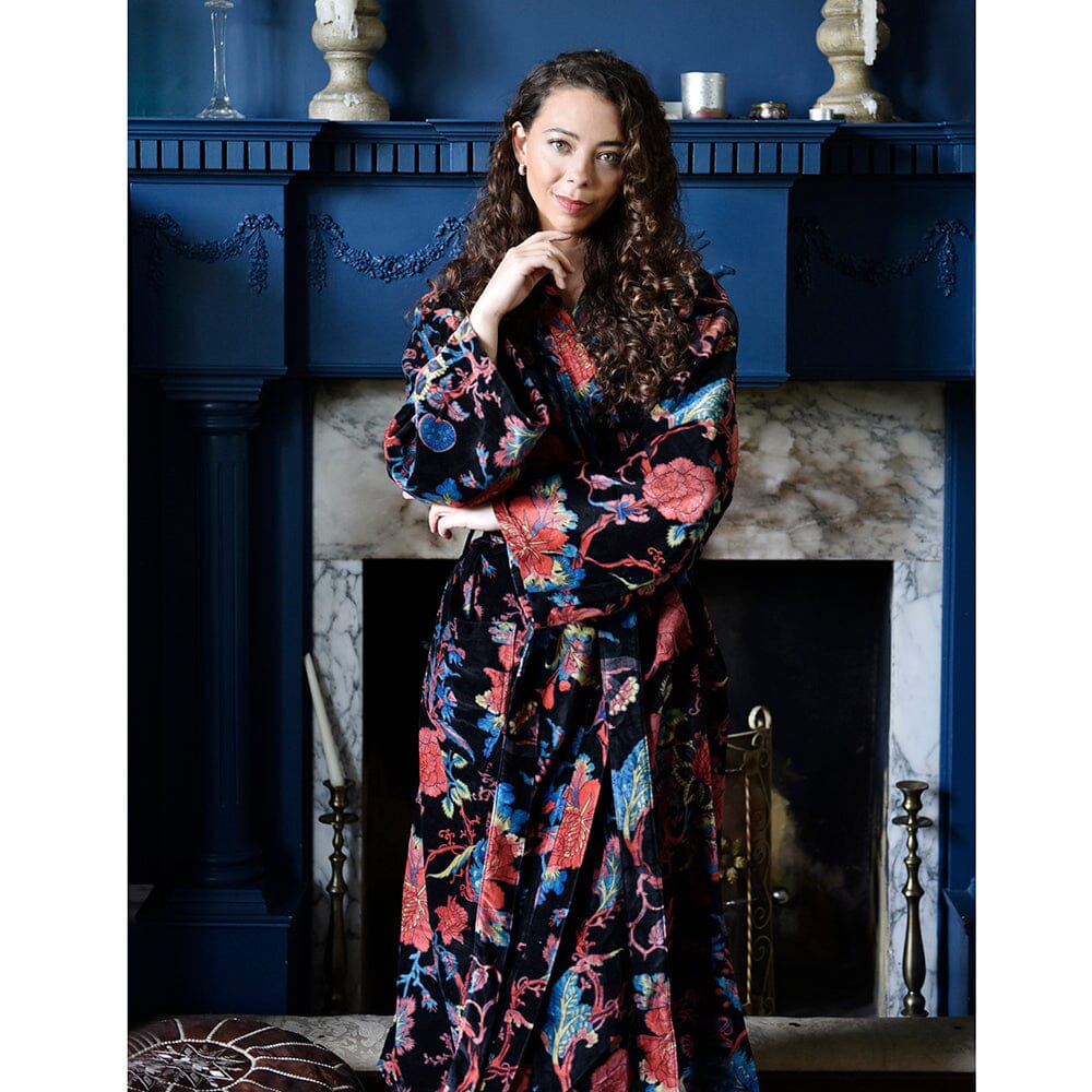 Velvet Burnt Orange Print naisten kimono aamutakki Puuvillavaatteet Powell Craft 