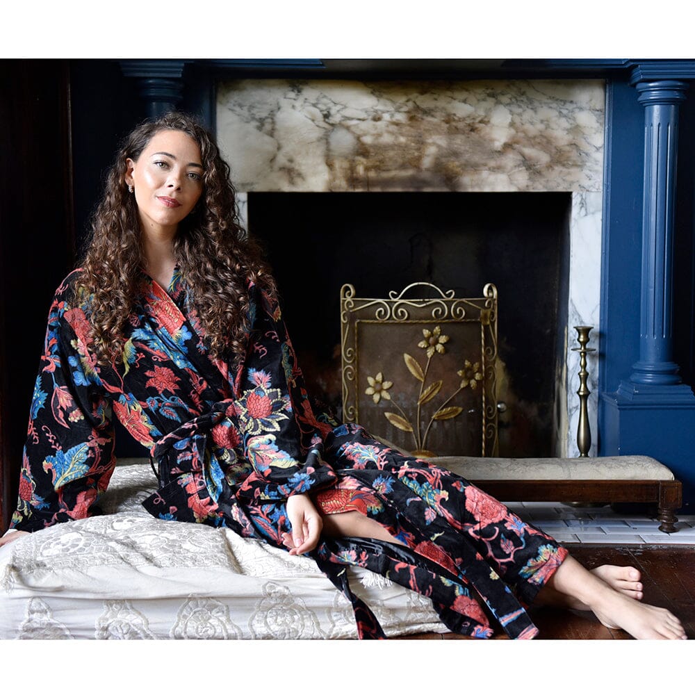 Velvet Burnt Orange Print naisten kimono aamutakki Puuvillavaatteet Powell Craft 