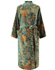 Velvet Green Orange & Blue Floral naisten kimono aamutakki Puuvillavaatteet Powell Craft 
