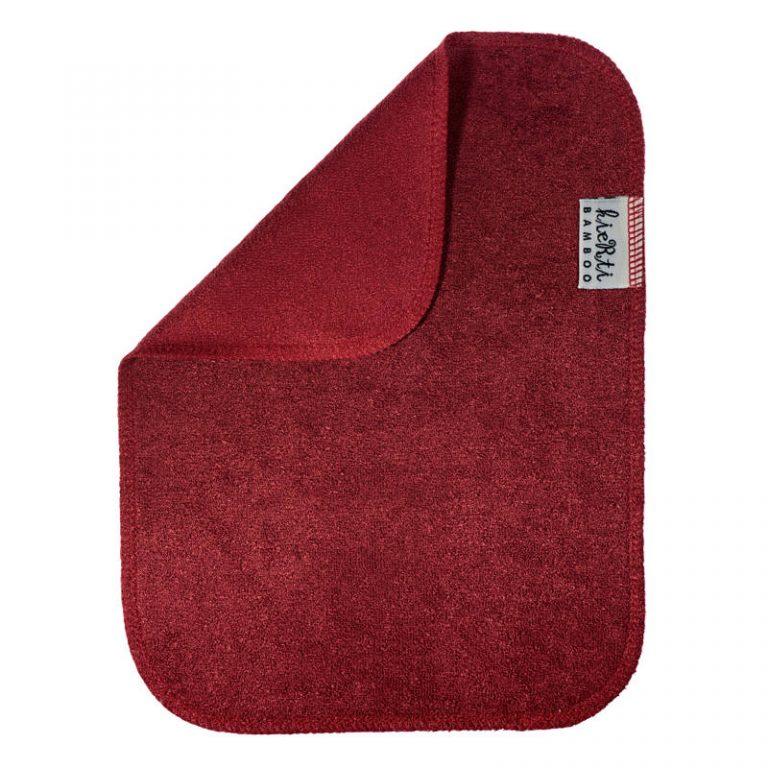 Kierti Bambuinen tiskirätti KIS karpalo, jossa molemmat puolet syvän punaisia.