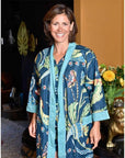 Blue Floral Exotic Bird naisten kimono aamutakki Puuvillavaatteet Powell Craft 