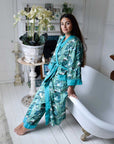 Green Leaf naisten kimono aamutakki Puuvillavaatteet Powell Craft 