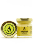 Havuka Kaali-inkivääri-kuusenpihkavoide 40ml lasipurkissa, jossa metallinen kierrekorkki.