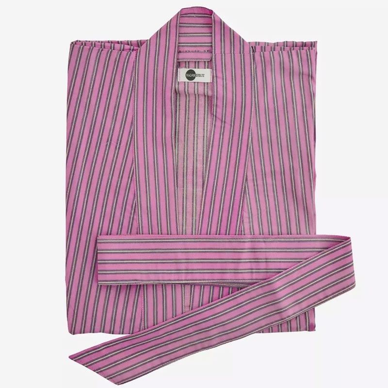 Kimono Fuksia-raidallinen - puuvilla aamutakki Bathrobe Madam stoltz 