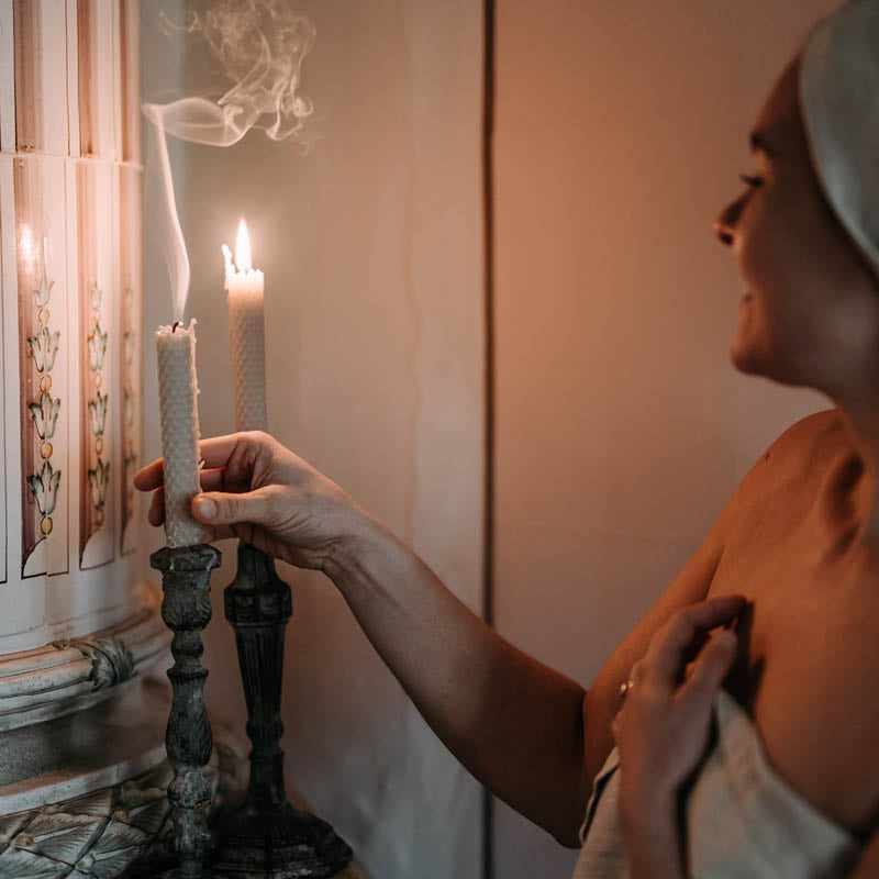 Mehiläisvahakynttilät - meripihka 4 kpl Kynttilät Kaurilan Sauna 