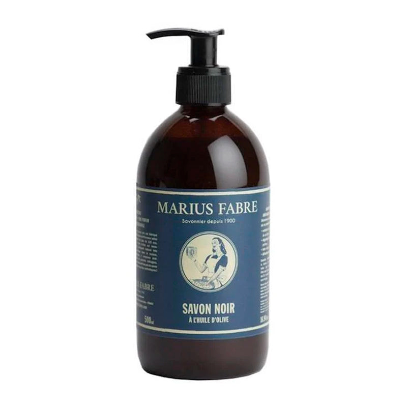 Marius Fabre Musta saippua 500 ml ruskeassa pumppupullossa.