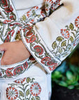 Orange Floral naisten vohveli-kylpytakki Puuvillavaatteet Powell Craft 