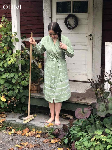 Roosan hamam-kylpytakki Oliivi Bathrobe Saunatonttu M 